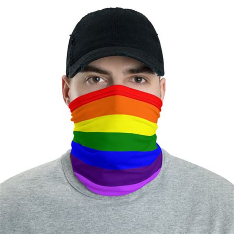 Rainbow Flag Neck Gaiter Lgbt Gay Lesbian Scarf Bandana Face Cover Headband Ebay