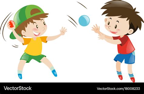 Two Boys Throwing And Catching Balls Royalty Free Vector