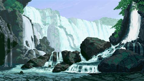 533771 Digital Art Pixel Art Pixels Pixelated Nature Landscape Water