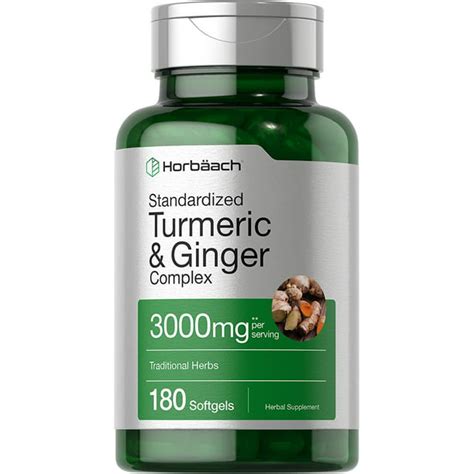Turmeric And Ginger Supplement 3000 Mg 180 Softgel Pills With Black
