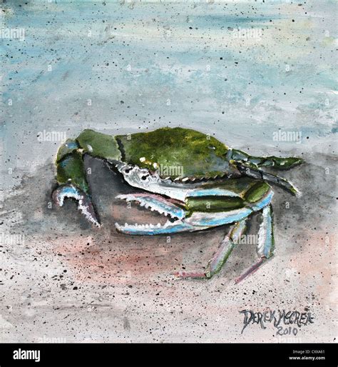 Beach House Decor Blue Crab Painting Blue Crab Acrylic Art Sea Life Art