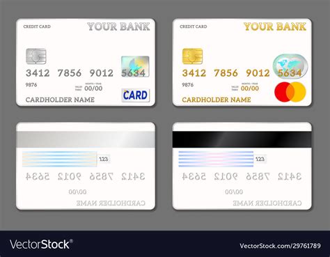 Template Credit Cards White Color Front And Back Vector Image