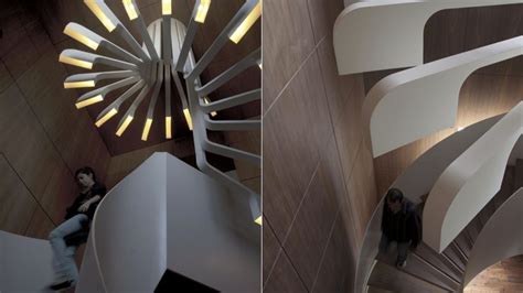 This Lovely Lighting Perfectly Complements A Spiral Staircase