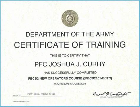 Army Drivers Training Certificate Template Fresh Army
