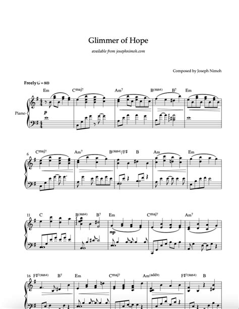 Glimmer Of Hope Solo Piano Joseph Nimoh