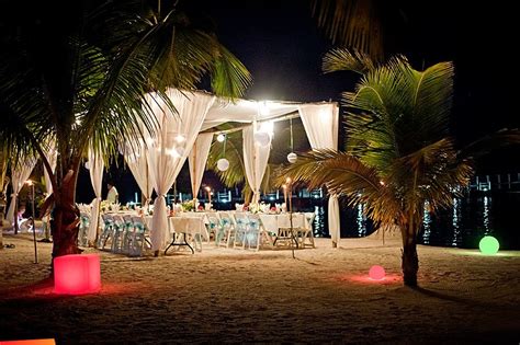 Beautifully Lighted Beach Wedding At Night Beach Destination Wedding
