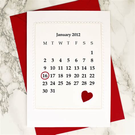 Calendar Personalised Date Anniversary Card By Jenny Arnott Cards