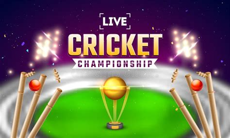 Live Cricket Championship Banner Or Poster Design Close View Of