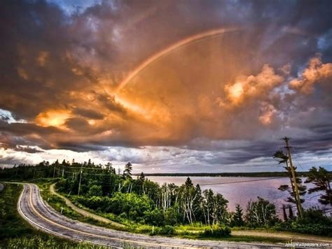 Rainbow Over Lake Wallpaper