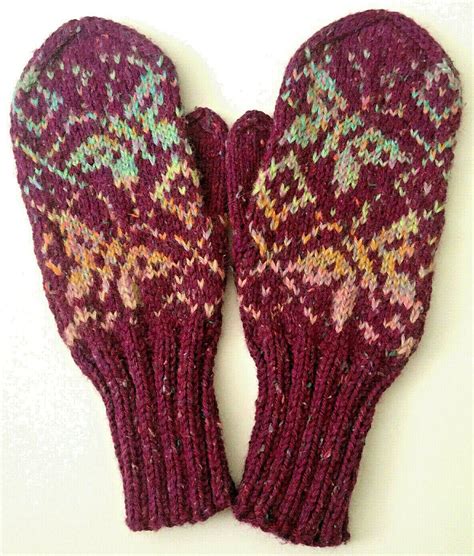Hand Knitted Hand Knit Fair Isle Gloves Mittens Merino Wool Etsy