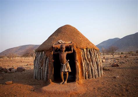 Himba Boy In The Entrance Of His Hut Okapale Namibia With Images
