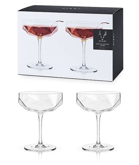 Raye Faceted Crystal Coupe Glasses By Viski Set Of 2 Personalized Ts And Party Favors