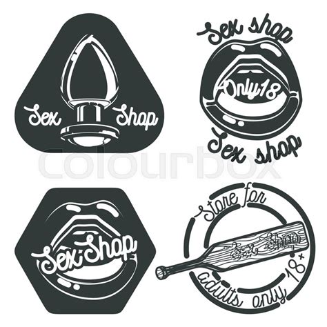 Vintage Sex Shop Emblems Symbols Set Stock Vector Colourbox