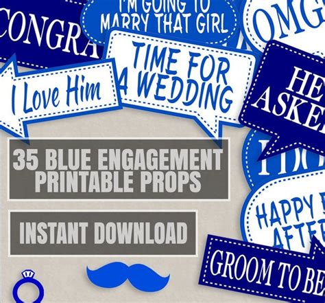 35 Blue Engagement Photo Booth Props Navy Blue Photo Props Photobooth