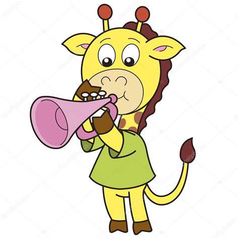 Cartoon Giraffe Spelen Een Trompet — Stockvector © Kchungtw 22200929