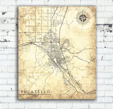 Pocatello Canvas Print Pocatello Idaho Id Vintage Map Vintage
