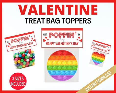 Valentines Day Treat Bag Topper Valentines Poppin T Tags