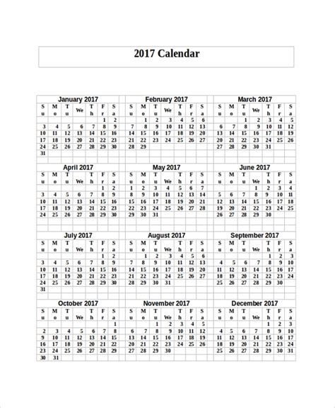 Free 9 Sample Printable Calendar Templates In Ms Word Pdf Excel