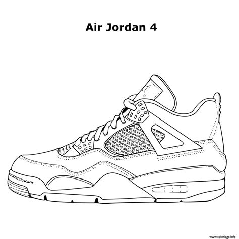 Coloriage Basket Nike Air Jordan 4 JeColorie Com