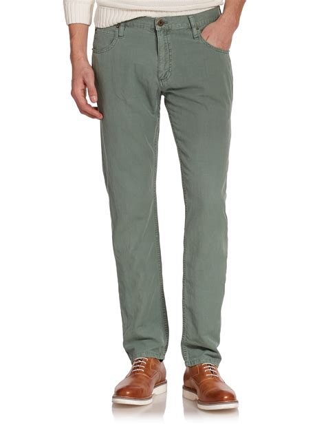 Lyst Billy Reid Ashland Cotton And Linen Pants In Green For Men