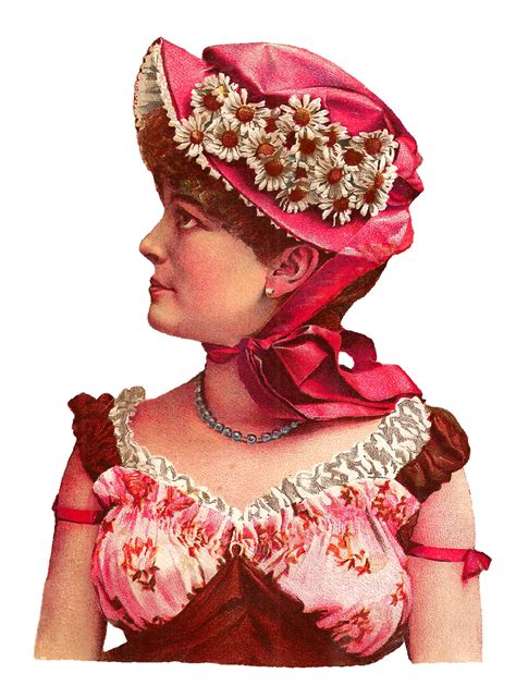 Antique Images Beautiful Women Antique Victorian Hat Fashion Clip Art