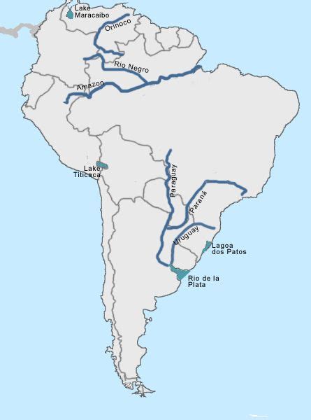 Labeled Map Of Rivers In Samerica South America Map Geography Quiz Images