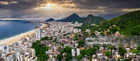 Panorama Of Rio De Janeiro At Twilight Brazil Copacabana Beach At