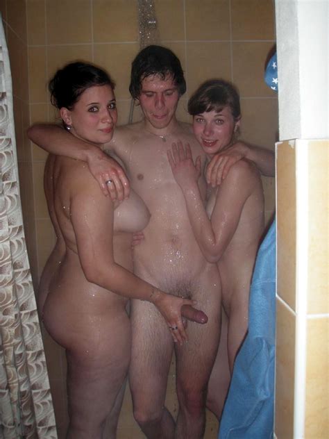 Threesome In The Shower Porn Photo