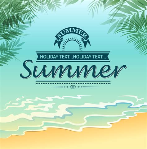 Blank Beach Scenic Summer Poster Vector Free Download
