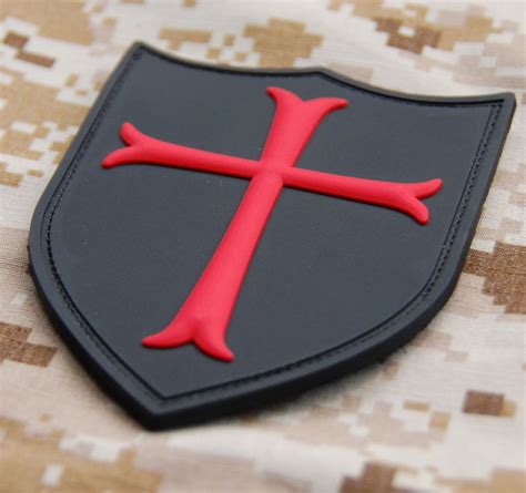 3d Pvc Cross Crusader Shield Rubber Patch Tactical Seal Black Red Hook