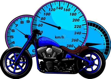 Custom Motorcycle With Speedometer Vector Illustration Design Stock