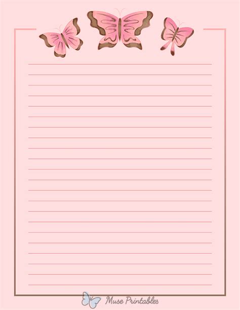 Printable Pink Butterfly Stationery