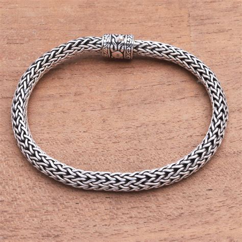 Sterling Silver Foxtail Chain Bracelet From Bali Simply Classic Novica