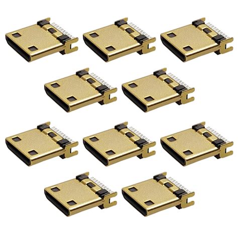 10x Mini Gold Plated HDMI Male Plug Connector Copper 19Pin Straight