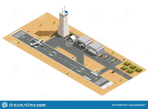 Military Air Base Isometric Composition Stock Vector Illustration Of