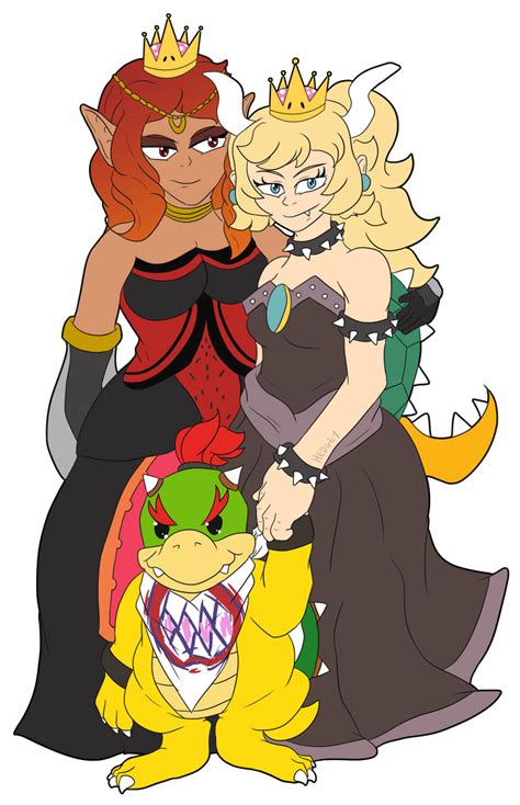 Comm Bowsette Ganonette And Bowser Jr By Hedgey On Deviantart