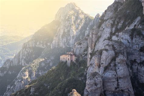 Montserrat Green Mountains Near The Montserrat Abbey Catalonia Spain