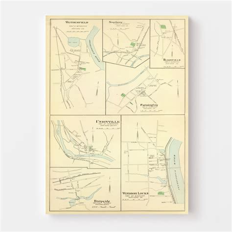 Vintage Map Of Wethersfield Connecticut 1893 By Teds Vintage Art