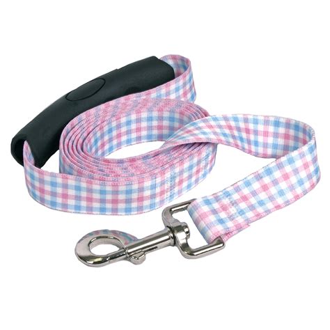 Southern Dawg Gingham Pink And Blue Premium Dog Leash Dog Leash Dog