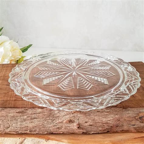 Glass Cake Plate Vintage Federal Three Footed Pressed Glass Cake Plate