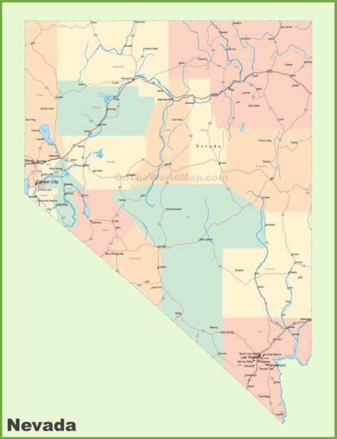 Road Map Of Nevada With Cities