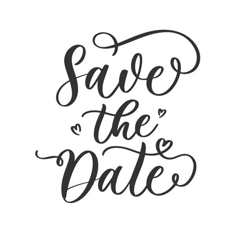 Save The Date Modern Calligraphy Inscription Hand Lettering For