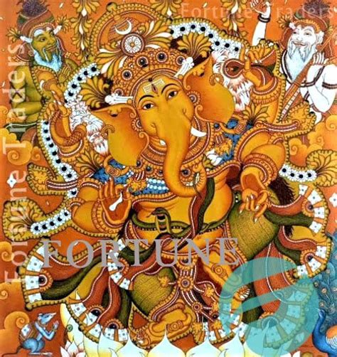 Lord Ganesh Dancing Kerala Mural Painting Artwork Canvas Etsy