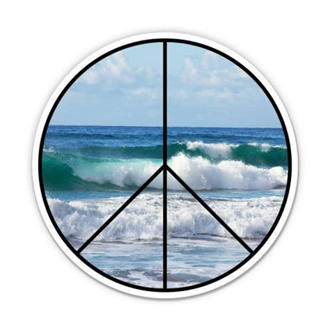 Peace Sign Ocean Waves Surf Chill Ocean 3 Vinyl Sticker For Car