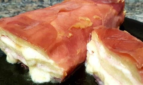 Pastel de jamón york y queso con pan de molde Microondas Nigiri