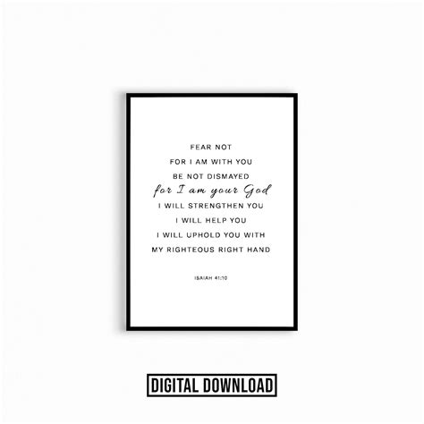 Isaiah 4110 Print Bible Verse Wall Art Black And White Etsy