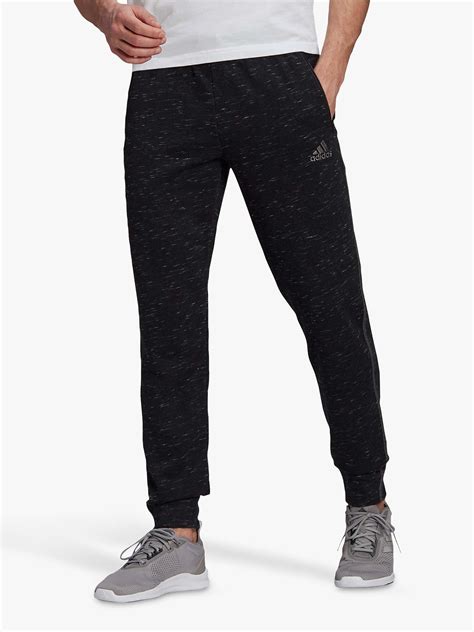 adidas essential mélange tapered joggers black at john lewis and partners