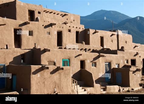 Inhabited Adobe Houses Taos Pueblo New Mexico Usa Stock Photo Alamy