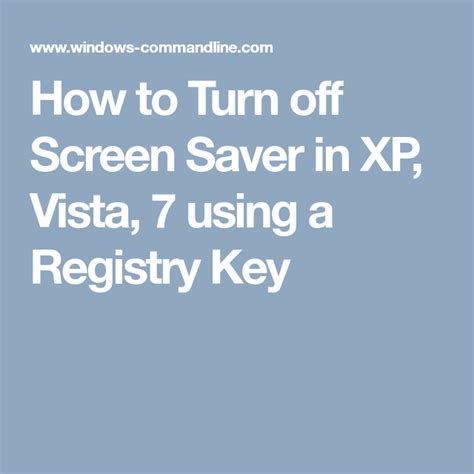 How To Turn Off Screen Saver In Xp Vista 7 Using A