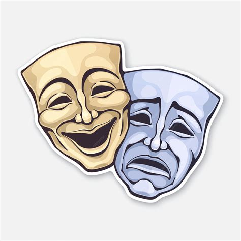 Premium Vector Two Theatrical Comedy And Drama Mask Vector Illustration